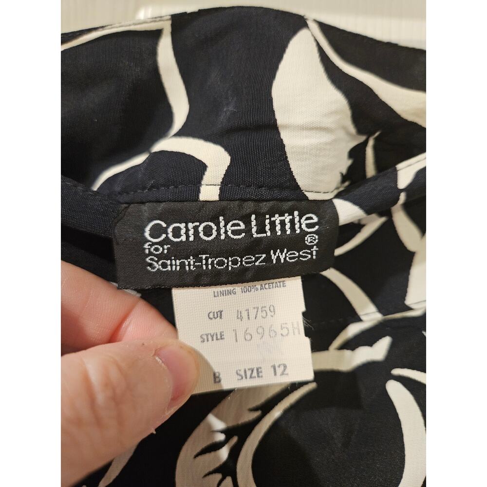 Vintage Carole Little West Black White Floral Blouse and Wrap Skirt Set Sz 10/12 - Picture 10 of 12
